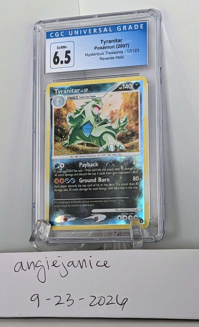 Pokemon Tyranitar Mysterious Treasures 17/123 Reverse Holo CGC 6.5